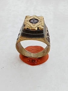 ANTIGUO ANILLO ROMANO SELLO PLATA CABALLO GRABADO EGIPCIO INTAGLIO NEGRO - Imagen 1 de 4