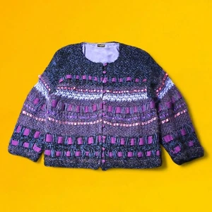 Vintage Yvonne Bergin Ireland Mohair Cardigan Sweater Womens Wool Avant Garde - Picture 1 of 7