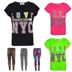 Kids Girls LOVE Us Athletic Team NYC Printed Trendy Fashion Crop Top 7-13 Years - Picture 1 of 9