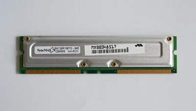 SyncMAX SM128R168TG-845 128MB/8 RDRAM non-ECC RIMM Memory Module PC800 201-12-07 - Image 1 of 4