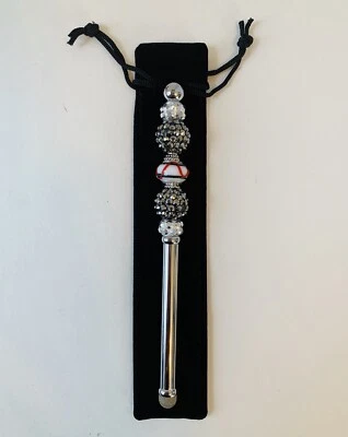 "Teléfono computador con cuentas casero negro blanco plata rojo remolino punta de fibra de 6""" Foto 1 de 4