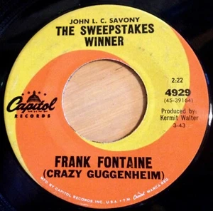 Frank Fontaine 45 John L.C. Savony Sweepstakes Winner/Lou Holtz The Mahararjah - Picture 1 of 2