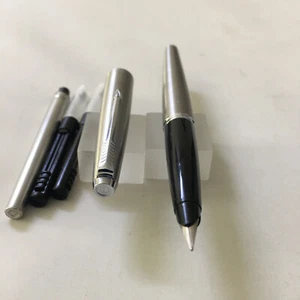 Parker 45 Flighter Steel Black FP Steel Fine+3 Converter USA Brand NEW - Picture 1 of 3