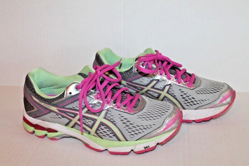 Scarpe da ginnastica ASICS GT 1000 grigio verde rosa donna taglia 8 EUC