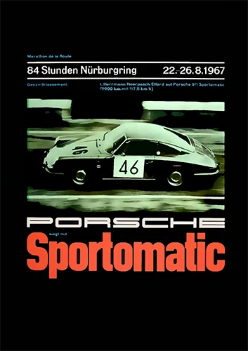Porsche 911 Sportomatic 1967 Promo Poster Print - Image 1 of 1