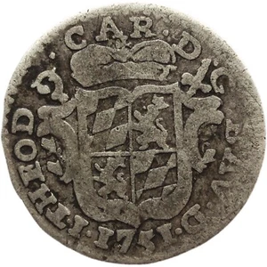 1751 5 Patards Half Escalin Coin Jean-Théodore of Bavaria Prince Liege (MO2135-) - Picture 1 of 2