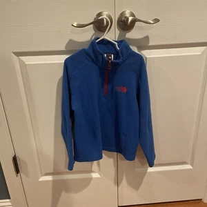 The North Face Kids Boys Size XS (6) Blue 1/4 Zip Fleece Pullover Red Accents - Picture 1 of 5