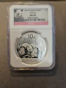 2013 China 1 Oz Silver PANDA中國銀熊貓 10Y NGC MS 69 - Picture 1 of 2