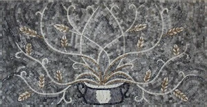 Handmade Wall Mural Floral Art Decorative Tile Marble Mosaic - Picture 1 of 1
