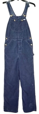 Mono vintage años 70 LEE pana carpintero BIB 32x32 hecho en unión ropa de trabajo azul marino Foto 1 de 4