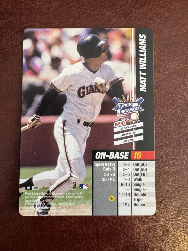 2003 MLB Showdown Pennant Run Super Season Matt Williams #108 - Image 1 of 1