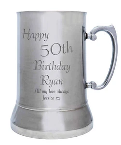 Personalised Happy 50th Birthday Tankard 500ml Stainless Steel - Boxed - Picture 1 of 1