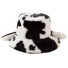 Cute Cow Pattern Christmas Bucket Hat Parent-Child Fisherman Hat Warm Wild