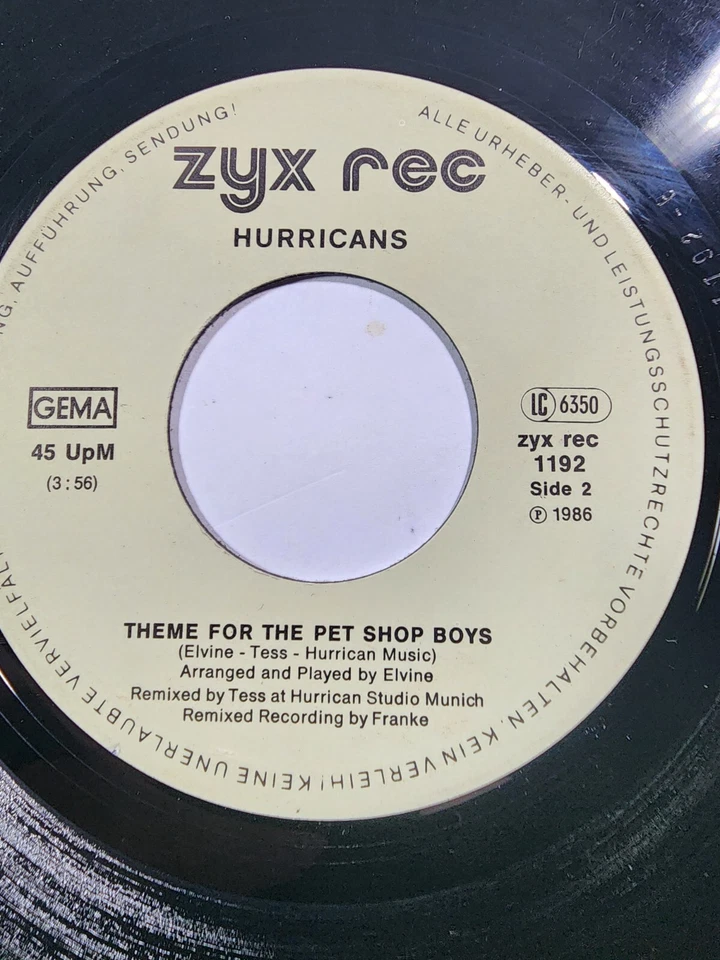 PET SHOP BOYS "WEST END GIRLS / HURRICANS "TO THE PET SHOP BOYS" 1986 ZYX VG+ F2 - Image 1 of 2