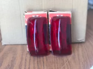 PAIR - 1942 stop and tail lamp lens - PLYMOUTH - NOS - NIB - RUBY GLASS T-371 - Picture 1 of 6
