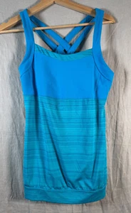Camiseta sin mangas Athleta azul para mujer talla M espalda deportiva con tirantes incorporada sujetador deportivo visible - Imagen 1 de 14