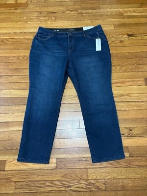 Liz Claiborne Womens Sara Slim Leg Jeans Plus Size 22W Blue Dark Wash Denim NWT - Image 1 of 4
