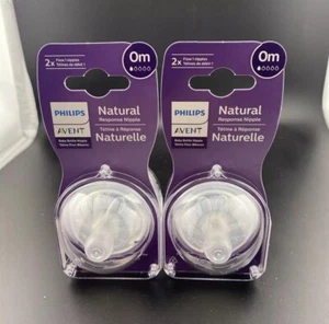 LOT OF 4 Philips Avent Flow 1 Natural Response Nipple 0 Month 2 PACK (SCY961/02) - Picture 1 of 1