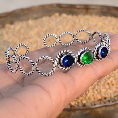 VALENTINO Bracciale argento sterling 925 pietra preziosa tanzanite cromata diopside e blu nuovo bracciale