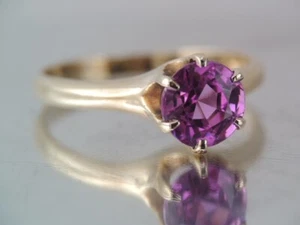 ANTIQUE 10K GOLD PINK SAPPHIRE SOLITAIRE RING sz 6 1/2 - Picture 1 of 7