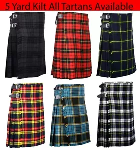Escocés 5 Yardas Tartán Kilt Highland Tradicional Ropa Informal 13oz Kilts Para Hombres - Imagen 1 de 10