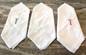 Vintage Herren Taschentücher monogrammiert "T" 3er Set Top Zustand! - Bild 1 von 3