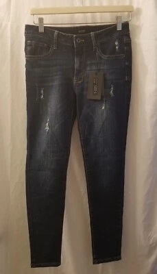 A2 Jeans Juniors Sz 5 Blue Dark Wash Lower Rise Distressed Slim Ankle - Image 1 of 4