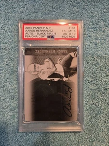 2010 Plates And Patches Aaron Hernandez 1 Of 1 Auto Plate PSA 6 - Picture 1 of 3