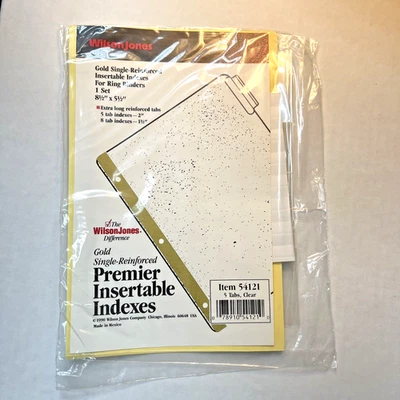 Wilson Jones Single-Sided Reinforced Insertable Index Clear 5-Tab 8 1/2 x 5.5 - Image 1 of 4