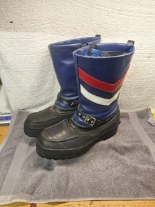 Vintage Leder Schneemobil Stiefel Herren 9 blau weiß USA Polaris Größe Reißverschluss  - Bild 1 von 23