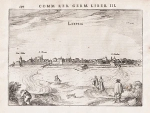 Leipzig vista general vista Sajonia grabado en cobre grabado Bertius 1616 - Imagen 1 de 1