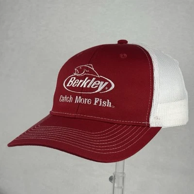 Berkley Fishing Trucker Hat Red White Snapback Mesh Cap “Catch More Fish” Logo - Image 1 of 4