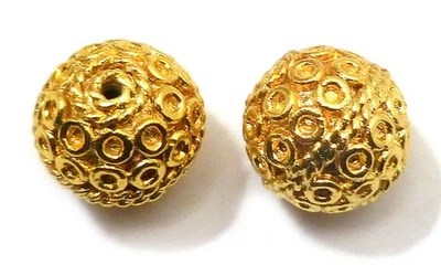 10 PIEZAS CUENTAS BALI COBRE MACIZO 14MM CHAPADO EN ORO 18K 717 Foto 1 de 3