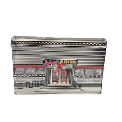 Coca Cola Refresh Diner caixa de lata vintage retrô recipiente de armazenamento colecionável vintage - Imagem 1 de 4