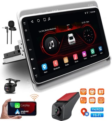Android13 10.1" 1Din Car Stereo Radio Adjustable&Detachable Screen 64GB Wifi DVR - Image 1 of 4