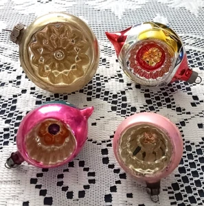 4 ornamenti vintage in vetro mercurio INDENT a goccia SHINY BRITE Polonia NATALE - Foto 1 di 12