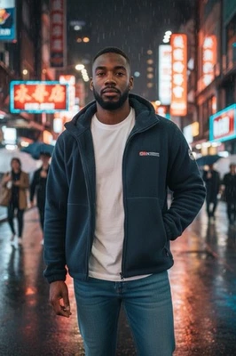 Jaqueta masculina de lã de pelúcia com capuz – Casaco macio grosso inverno com zíper - Imagem 1 de 3