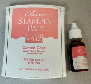 ¡NUEVO EN PAQUETE! ~ ¡Stampin' Up! Almohadilla de tinta clásica y botella de recarga ~ CAMEO CORAL #03090 - Imagen 1 de 2