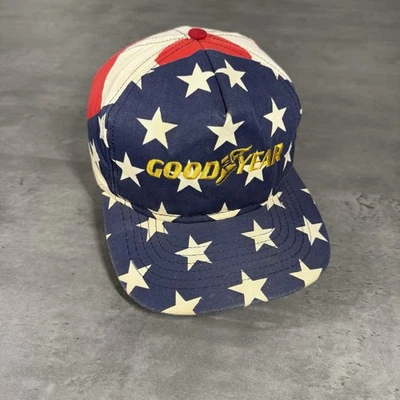 Gorra de camionero vintage Goodyear Racing Tires Snapback hecha en EE. UU. bandera estadounidense Foto 1 de 4