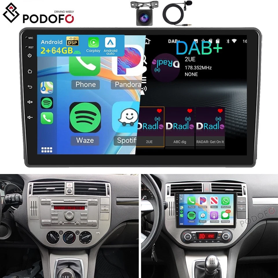 DAB+ Für Ford Focus C-Max DM2 Kuga Android 15 Carplay Autoradio GPS Navi 2+64GB - Bild 1 von 4