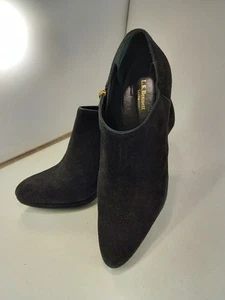 L K Bennett Black Suede Ankle Boots Bootie Zip Fastening Stiletto Heel Size 6 Ex - Picture 1 of 12
