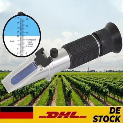 SPITZENSPANNUNG ELEKTROTECHNIK Refraktometer Wein Winzer Bier Alkohol Zucker Gehalt Brix: 0-40% Alkohol: 0-25%