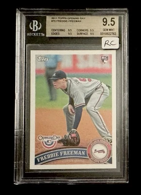 Topps Freddie Freeman 2011 día de apertura novato #70 radiocontrol BGS 9,5 etiqueta dorada gema como nueva Foto 1 de 2