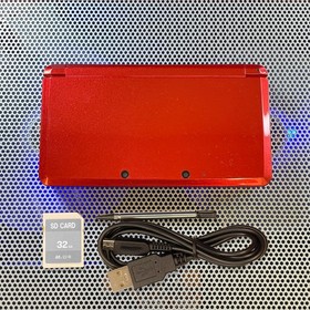 Nintendo 3DS Console Metallic Red Multi-Region Cartridge Compatible w/ SD Stylus