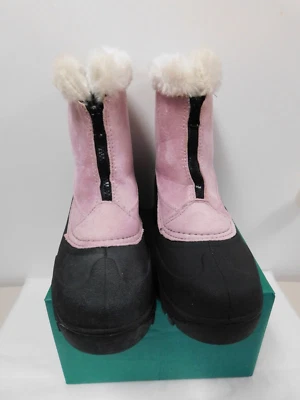 Damas QVC Itasca Botas de Invierno Rosa/Negro Blanco Imitación Piel Ribete Talla 10 Foto 1 de 4