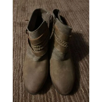 Ботинки на лодыжке винтажный стиль искусственно состаренная кожа с плетеной деталью и боковой молнией 11 - Изображение 1 из 3