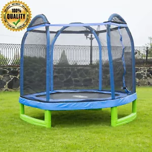 7 Ft My First Trampoline Hexagon Arch Netted Backyard Entertained Ages 3-10 Kids - Picture 1 of 9