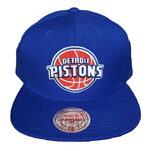 Detroit Pistons NBA Mitchell & Ness Snapback Cap Royal Blue Wool Hat NWT