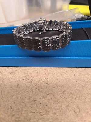 Pulsera JTV Espinela Negra Rodio Sobre Plata 11.50ctw 7" Foto 1 de 3