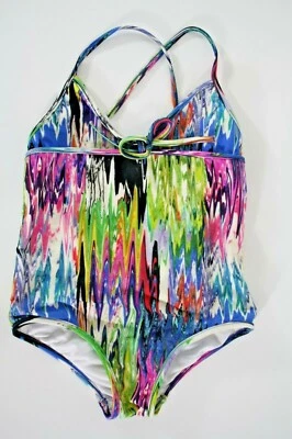 Milly Minis Swimsuit Girls 4/5 Ikat Watercolor Print One Piece - Image 1 of 4